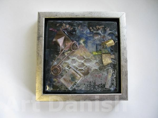 glaskunst kakkel med stålhegn 15x15cm